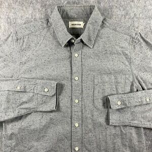 Taylor Stitch Shirt Mens 40 Gray Fleck Flannel Button Down Organic Cotton Pocket
